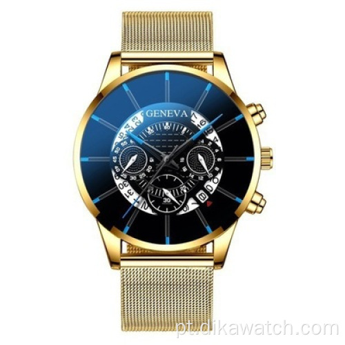 2021 Geneva Fashion Relógios Masculinos Top Marca Luxo Relógio de Pulso Quartz Masculino Data Casual Ouro Aço Relogio Masculino montre homme